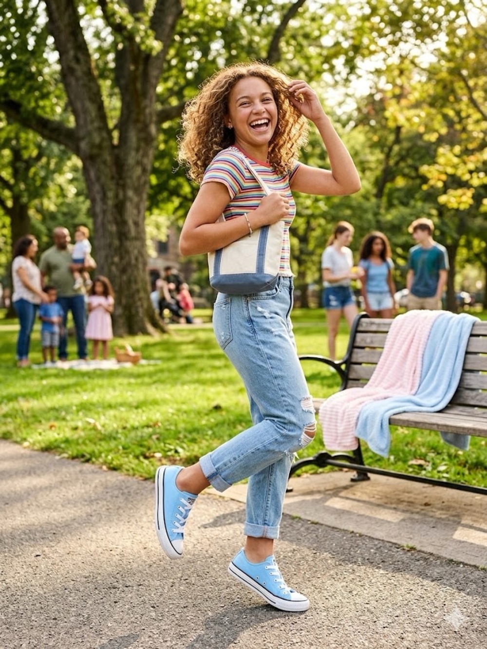 Casual Women's Light Blue Canvas Sneakers